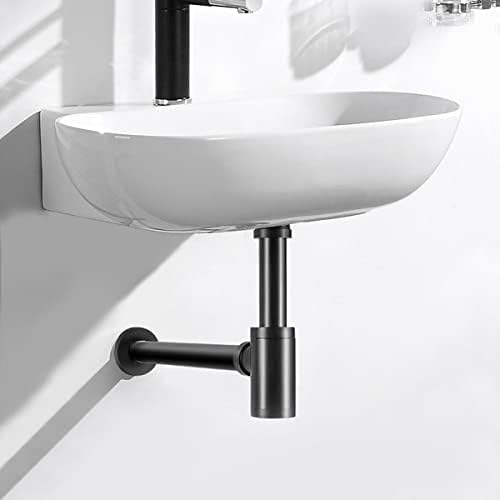 Siphon Schwarz 1 1/4" x Ø 32 mm Edelstahl Syphon Geruchsverschluss Verstellbar Universal Röhrensipho