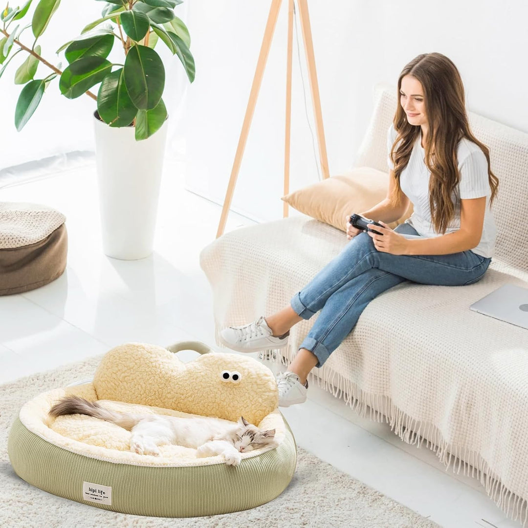 Galatée Katzenbett, Rundes Donut-Katzenbett Für Hauskatzen, Waschbares Luxus-Hundebett, Flauschiges