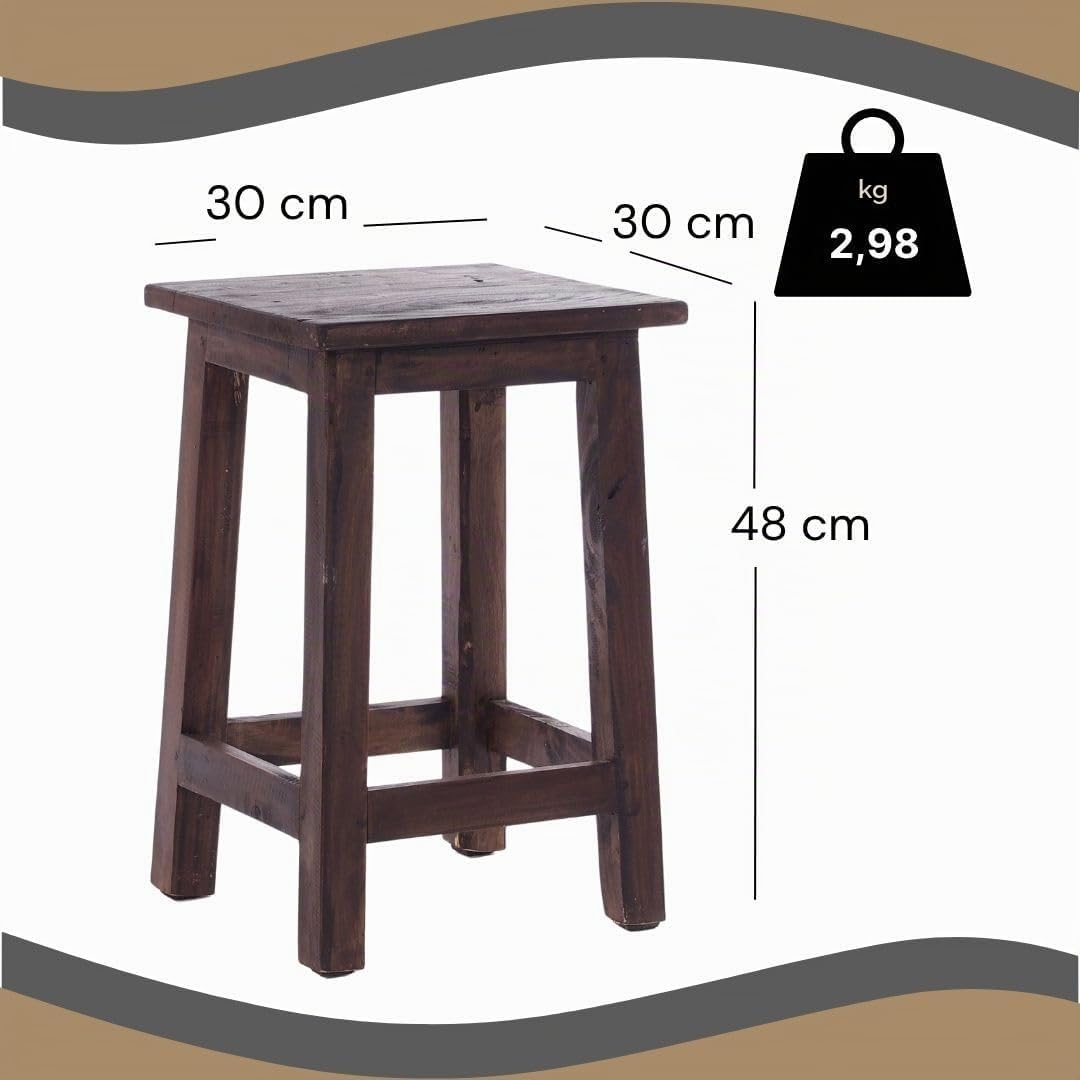DESIGN DELIGHTS RUSTIKALER Holz SITZHOCKER Madero | 48x30x30 cm (HxBxT), Recyclingholz | Holzhocker