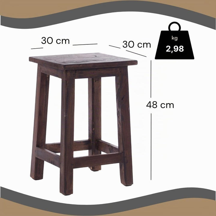 DESIGN DELIGHTS RUSTIKALER Holz SITZHOCKER Madero | 48x30x30 cm (HxBxT), Recyclingholz | Holzhocker