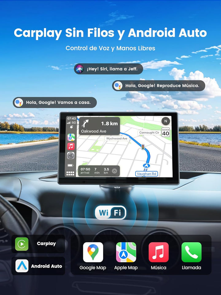 Carplay Display 9" - 4K-Dashcam & 1080P-Rückfahrkamera Drahtloses Tragbares für Apple Carplay & Andr
