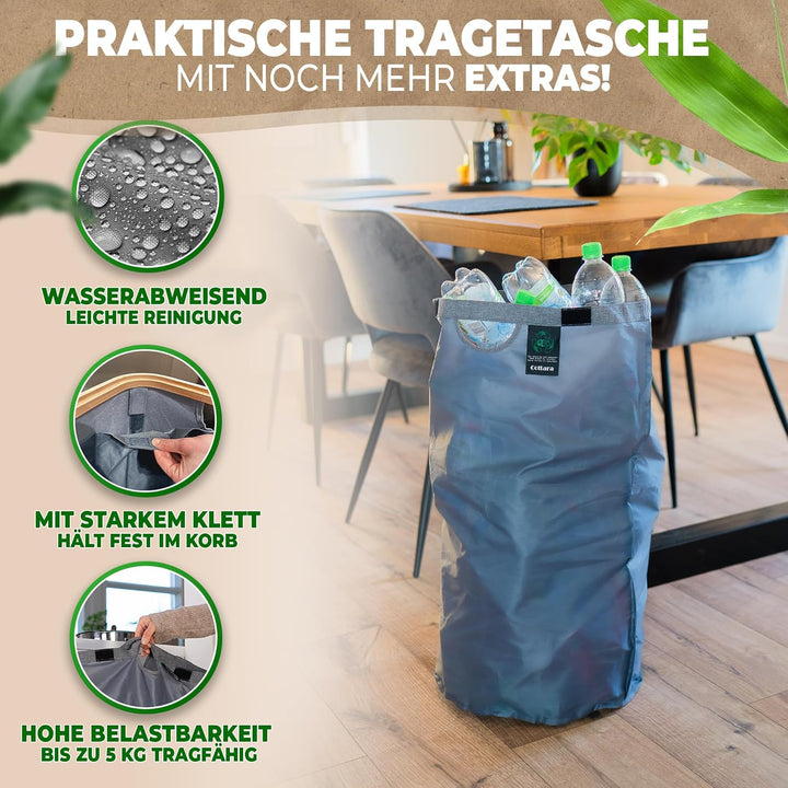 Pfandflaschen Sammelbehälter mit Deckel inkl. Tragetasche | Pfandbehälter mit Einwurf | Ideal als Pf