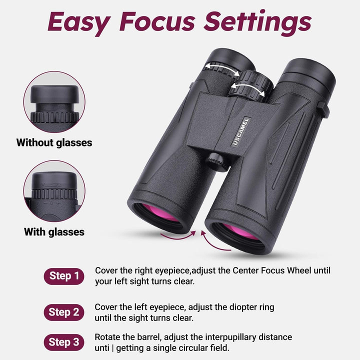 Fernglas 12x42 HD Binoculars Professional für Vogelbeobachtung, Jagd, Wandern, Sightseeing, FMC-Lins