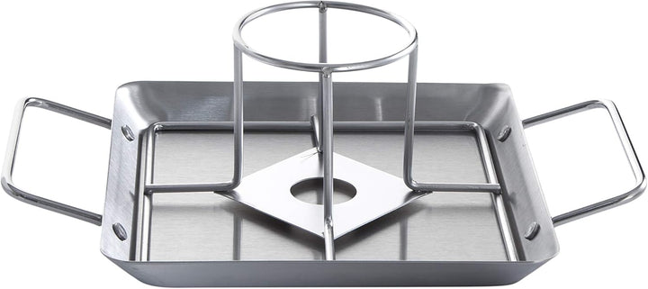 Allgrill Hähnchenhalter aus Edelstahl mit Platte, Abmessung ca. 28 x 19 x 11 cm (BBQ-Hähnchen/Beer C