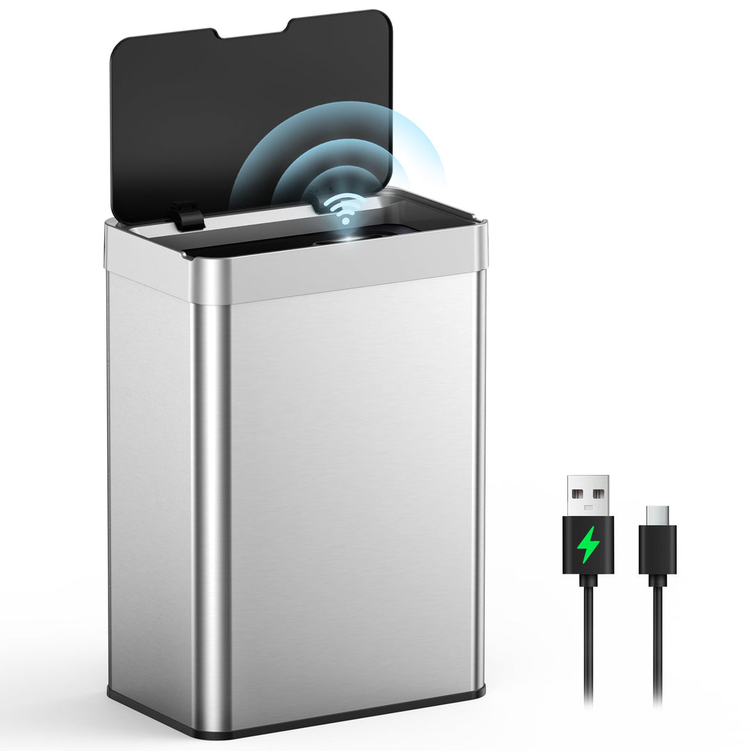 lovewind 55L Berührungsloser Küchenmülleimer, Edelstahl Sensor Mülleimer, Type-C Aufladbar, Leiser S