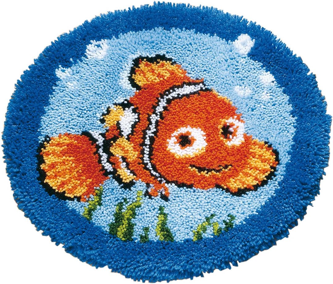 Vervaco Formteppich Nemo Knüpfpackung zum Selbstknüpfen eines Teppichs, Stramin, weiss, 50 x 50 x 0,