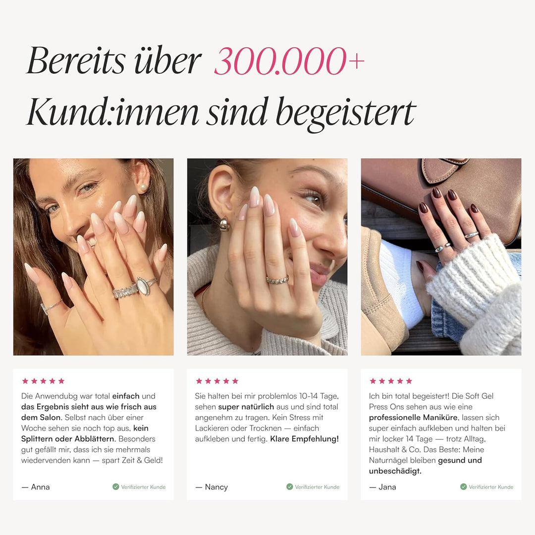 DOONAILS Soft Gel Press On Nails 30er Set Babyboomer Almond Form Ombre Nägel zum Aufkleben Full Cove