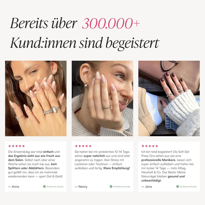 DOONAILS Soft Gel Press On Nails 30er Set Babyboomer Almond Form Ombre Nägel zum Aufkleben Full Cove