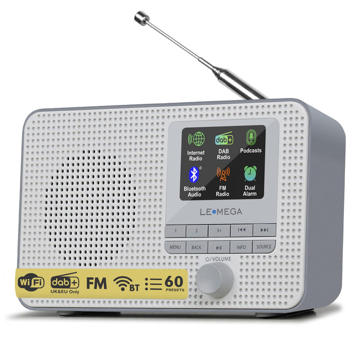 LEMEGA IR1 Tragbares WiFi Internetradio,DAB/DAB+/FM Digitalradio,Bluetooth,Doppelwecker,Schlaf-Snooz