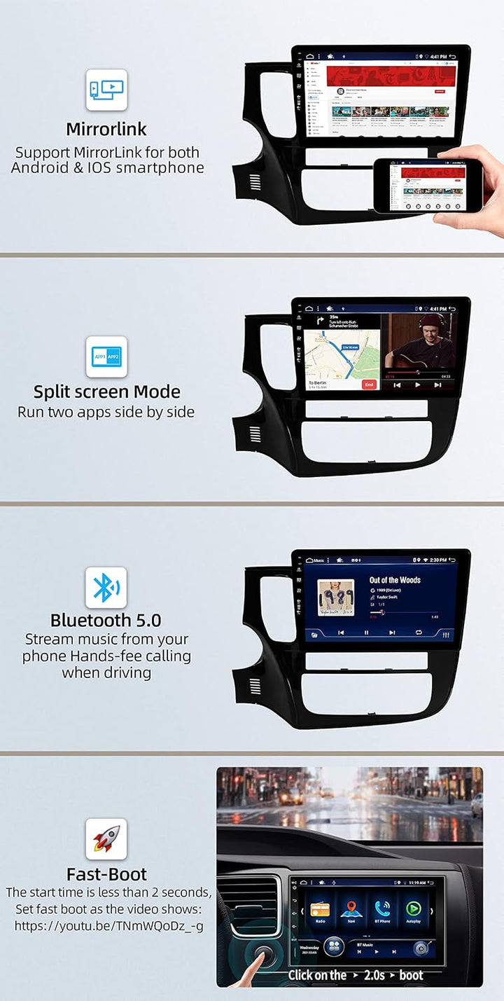 Android 15 Autoradio Passt für Mitsubishi Outlander (2012-2018) - 4G+64G - Eingebaut DSP/Carplay/And