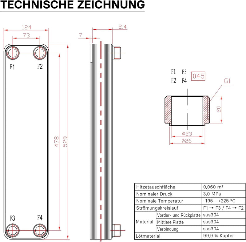 Hrale Edelstahl Wärmetauscher 60 Platten max 660 kW Plattenwärmetauscher Wärmetauscher