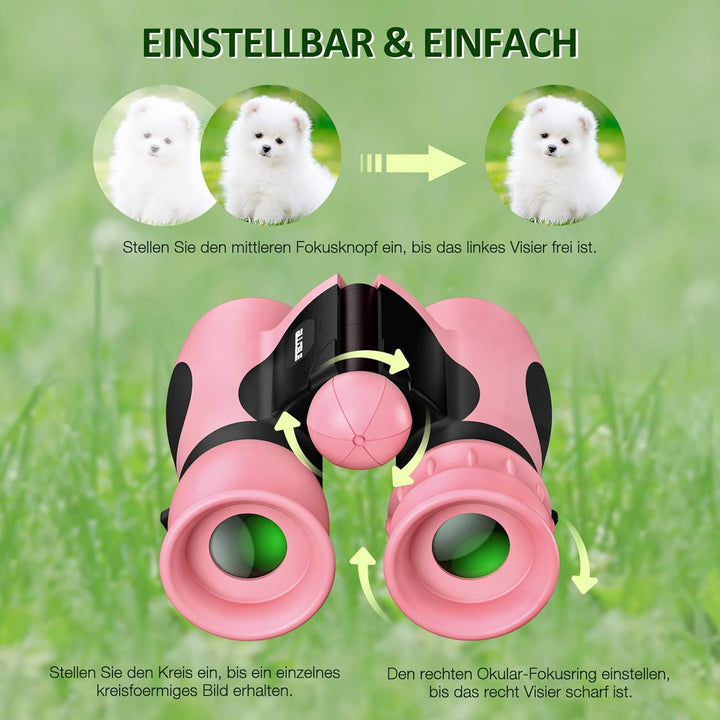 ALLCELE Fernglas für Kinder, Kinderfernglas mit starker Vergrösserung 8 x 21, Outdoor Exploration Fe