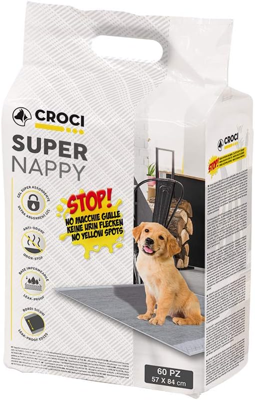 Croci Super Windel Aktivkohle – Hygienematten für Hunde 57x84 cm – 60 Stück, Unterlagen für Hunde un