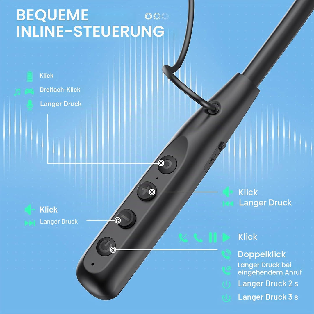 LAMA Bluetooth 5.4 Kopfhörer Sport Ohrhörer 80 Std. Spielzeit Noise Cancelling Kabellos Sportkopfhör