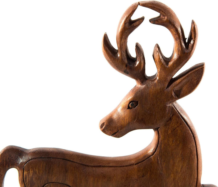 Windalf Wandbild KELTISCHER HIRSCH 26 cm links schauend Holzbild Handarbeit aus Holz