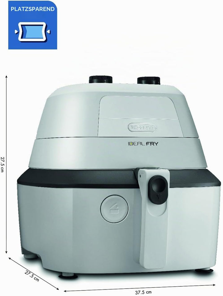 De'Longhi FH2101.W IDEALFRY Heissluftfritteuse, Fassungsvermögen 1 kg, leichtes und gesundes Frittie