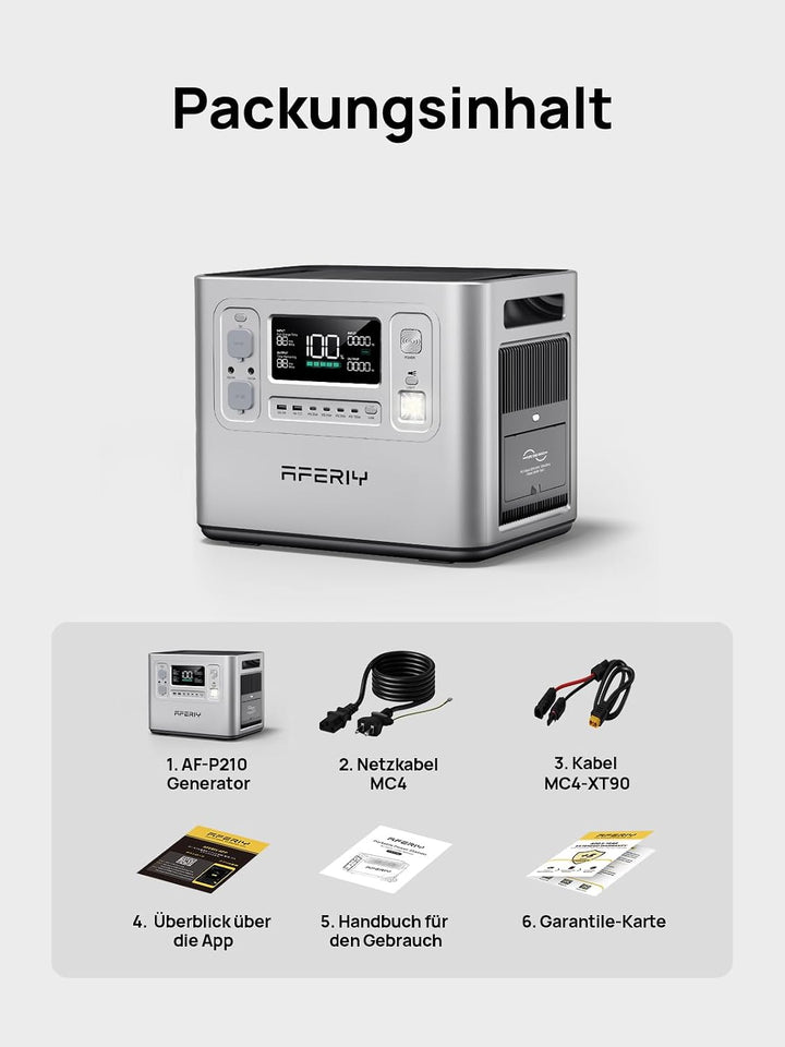 AFERIY 2400W2048Wh Tragbare Powerstation, 1,5Std Schnellladung, für Camping | Silber Solargenerator,