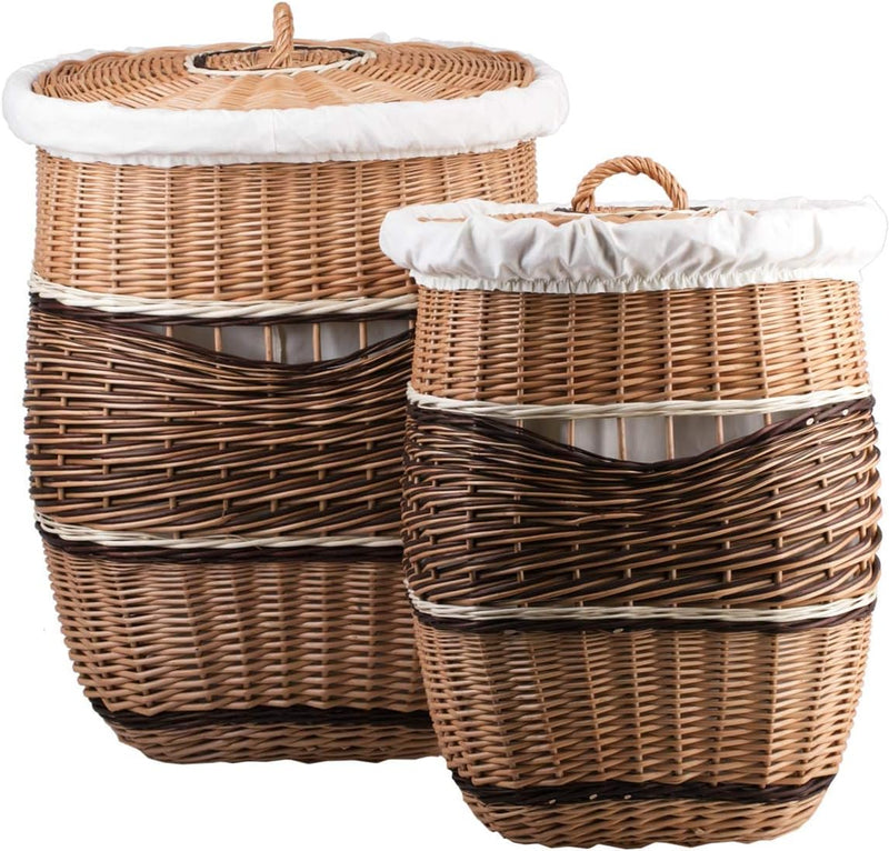 e-wicker24 Wäschekorb aus Weide (50x50 H63, mit Stoffeinlage) 50x50 H63 Mit Stoffeinlage