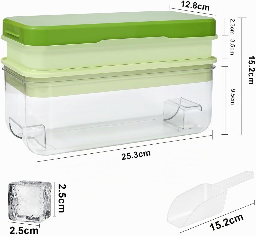 Ice Trays for Freezer with Lid &amp; Bin, Ice Cube Tray Making 64 pcs Ice Cubes, Easy Press to Release I