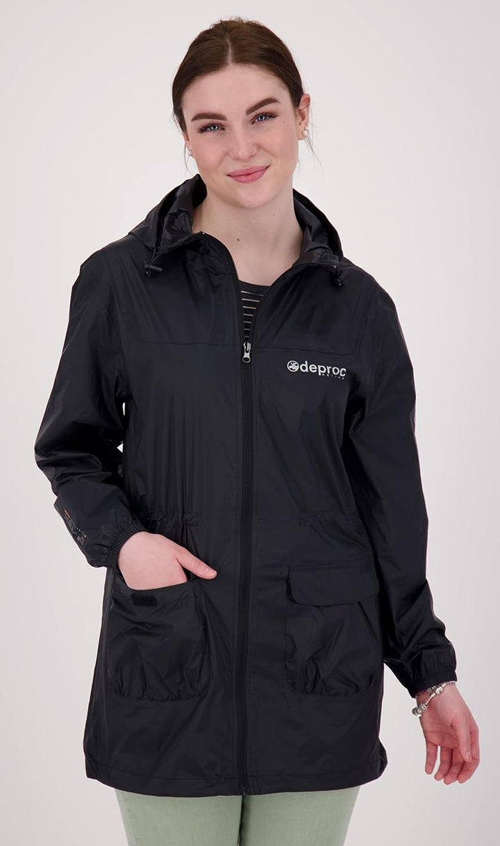 DEPROC-Active Damen Regenmantel Kapuze Wasserdicht Wetterfest Windbreaker Übergangsjacke Lynn Women