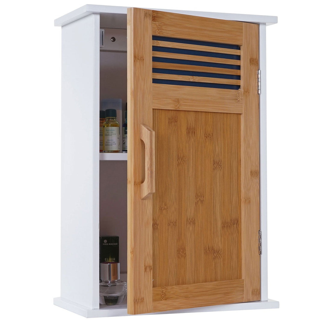 Mendler Hängeschrank HWC-A85, Badschrank Wandschrank Bambus, 52x35x21cm weiss
