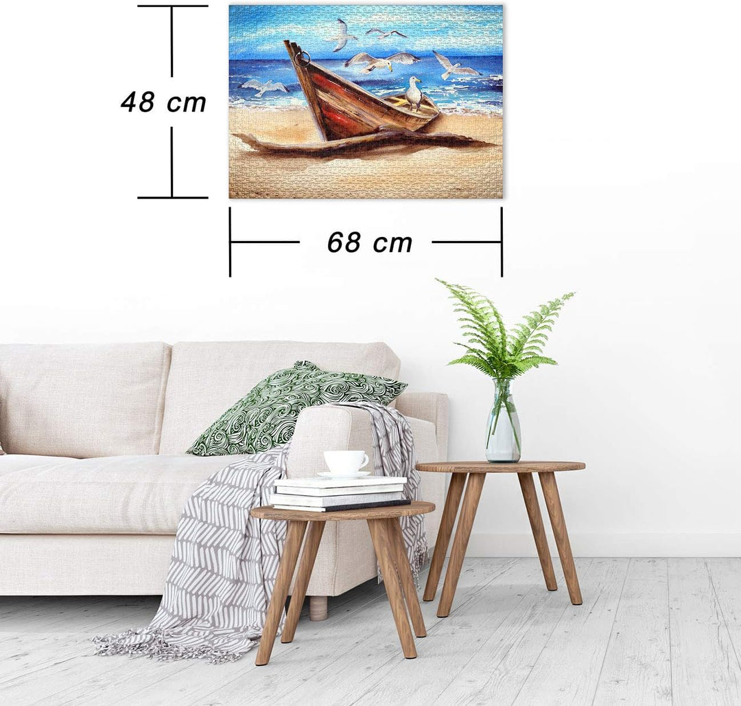 Ulmer Puzzleschmiede - Puzzle „Treibholz“ - 1000 Teile Puzzle als Landschafts-Malerei mit Meeres-Rau