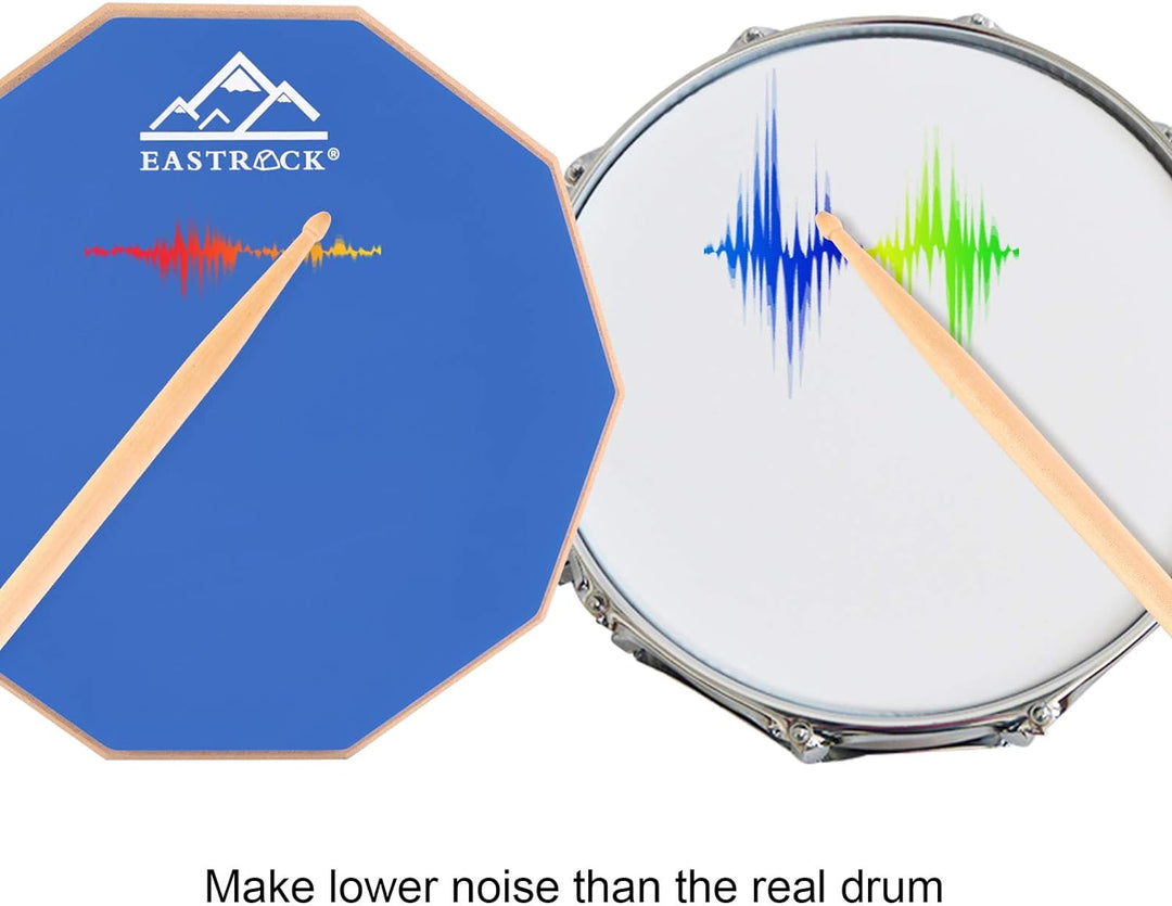 EASTROCK Übungspad, 27,9 cm, doppelseitig, Silent, Schlagzeug-Pad, Gummi Dumb Drum mit Drumsticks un