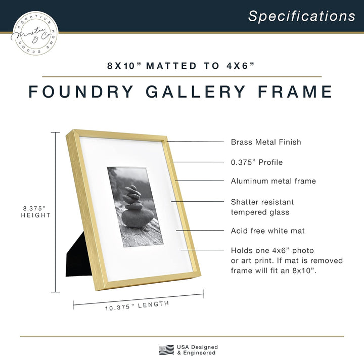 MCS Foundry Gallery Wandrahmen Galeriewandrahmen, Messing, 8 x 10 in matted to 4 x 6 in 8 x 10 in ma