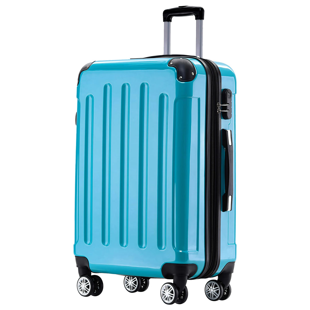 BEIBYE Hartschalen Koffer Trolley Rollkoffer Reisekoffer 4 Zwillingsrollen Polycabonat (Türkis, 66cm