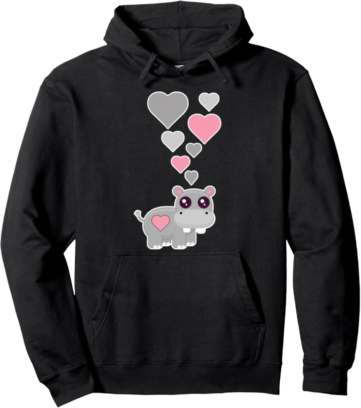 Nettes Nilpferd mit Herzen Pullover Hoodie