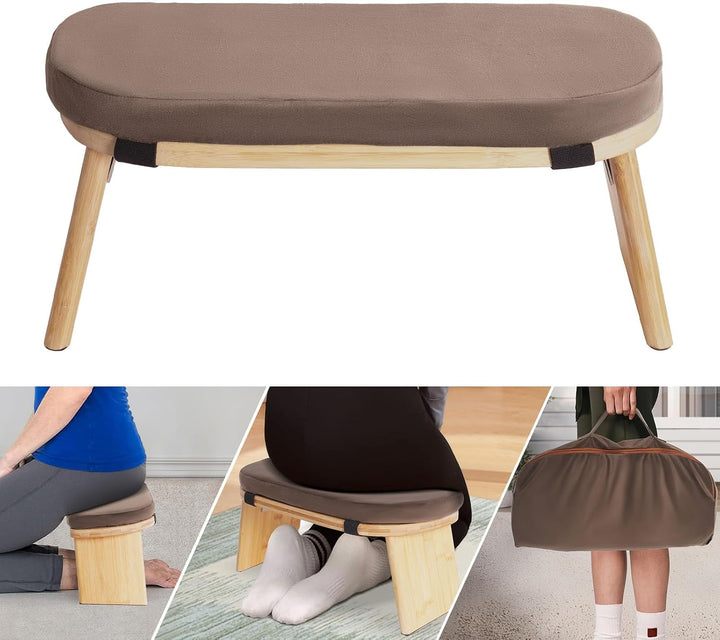 MINRS Meditationsbank klappbar Meditationshocker Holz Meditationsbank mit kissen Ergonomischer Gebet