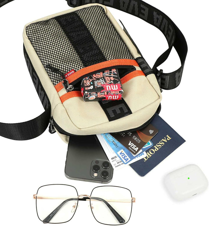 FIREFIRST x RADIO EVA - Evangelion Mini Shoulder Bags Schule Schultertaschen Beige W15×H23×D8（cm）, B