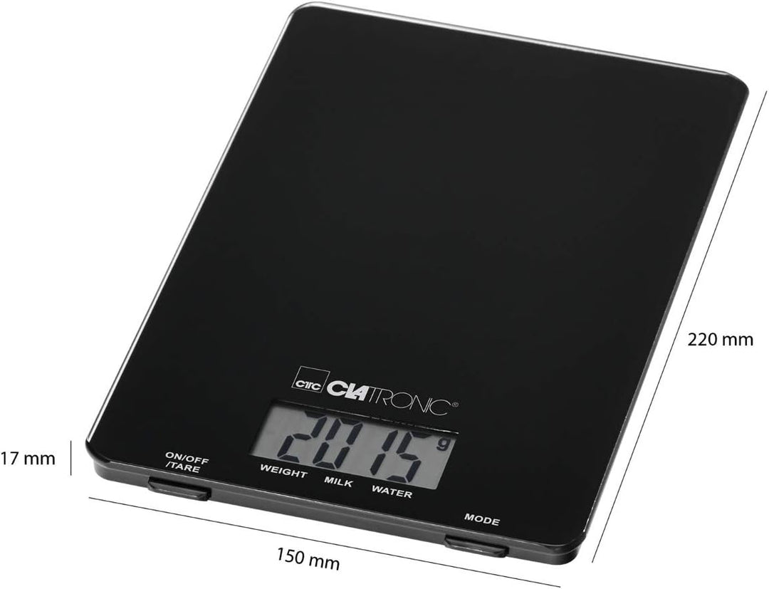 Clatronic Küchenwaage | Messbereich bis zu 5000 g | 1 g-Schritte | Tara-Funktion | Backen | Kochen |