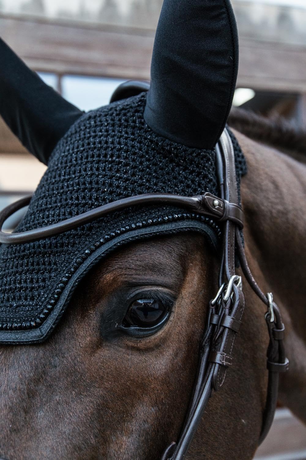 Kentucky Horsewear Wellington Glitter Soundless Fliegenohren, Grösse:WB, Farbe:schwarz WB schwarz, W