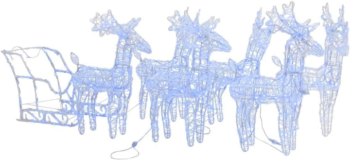 vidaXL Weihnachtsdekoration Rentiere mit Schlitten Beleuchtet Dekofigur Weihnachtsdeko Figur Weihnac