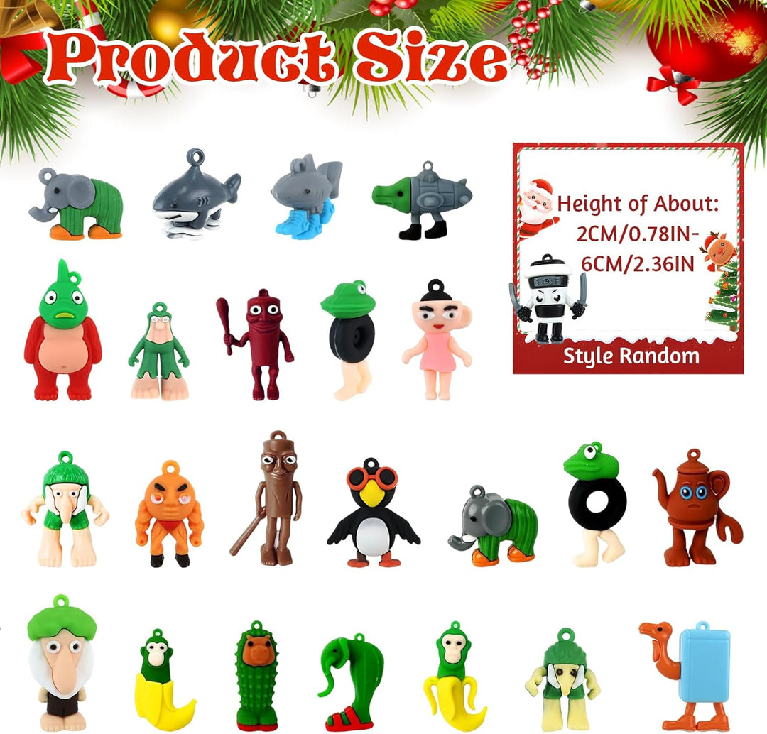 24 Stück Italian Brainrot Adventskalender 2025, Tung Tung Tung Sahur Adventskalender Italian Brainro