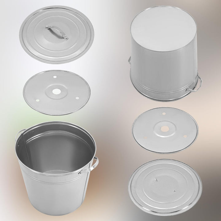 KOTARBAU® Einkochtopf gross mit Deckel &amp; Zwischenboden 32l Stahl verzinkt Zinkeimer grosser Kochtopf
