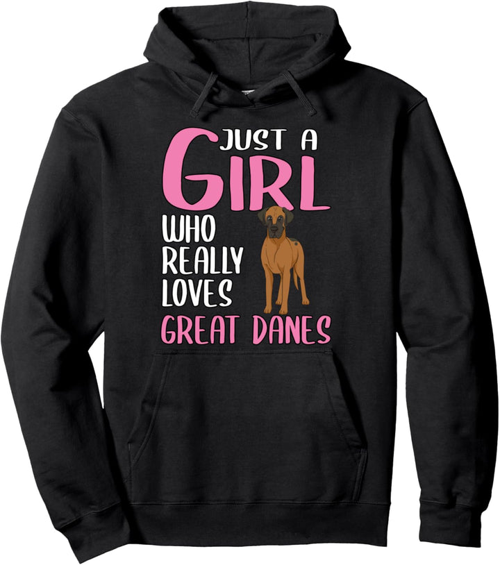 Damen Just A Girl Deutsche Dogge Geschenk Deutsche Dogge Pullover Hoodie