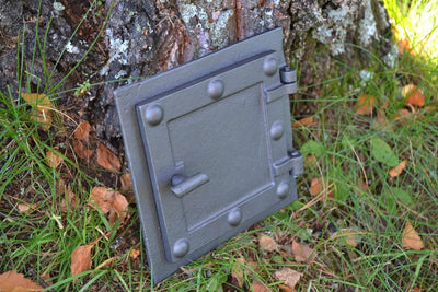 SEZAM Massive Revisionstür für Öfen aus Gusseisen 17 x 3,5 x 17 cm, Kamintür - Klappe - Räumungstür,