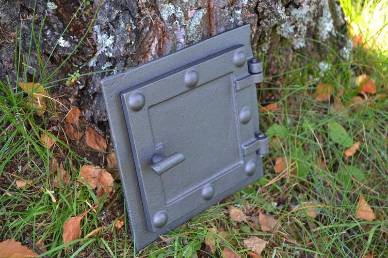 SEZAM Massive Revisionstür für Öfen aus Gusseisen 17 x 3,5 x 17 cm, Kamintür - Klappe - Räumungstür,
