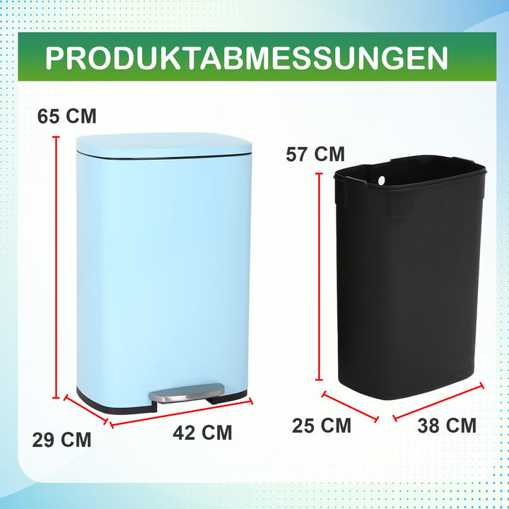 BestOffice 50 L Mülleimer Küche Mülleimer mit Deckel für Büro Schlafzimmer Badezimmer Schritt Müllei