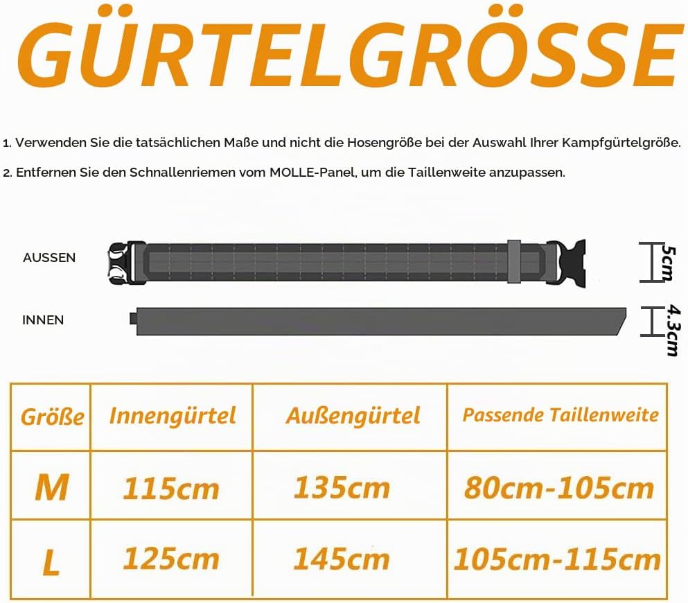 TWINFALCONS Taktischer Gürtel mit Schnellverschluss, Kampfgürtel Militär Schwerlast Molle Gürtels Ar