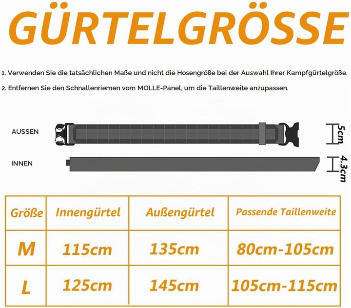 TWINFALCONS Taktischer Gürtel mit Schnellverschluss, Kampfgürtel Militär Schwerlast Molle Gürtels Ar