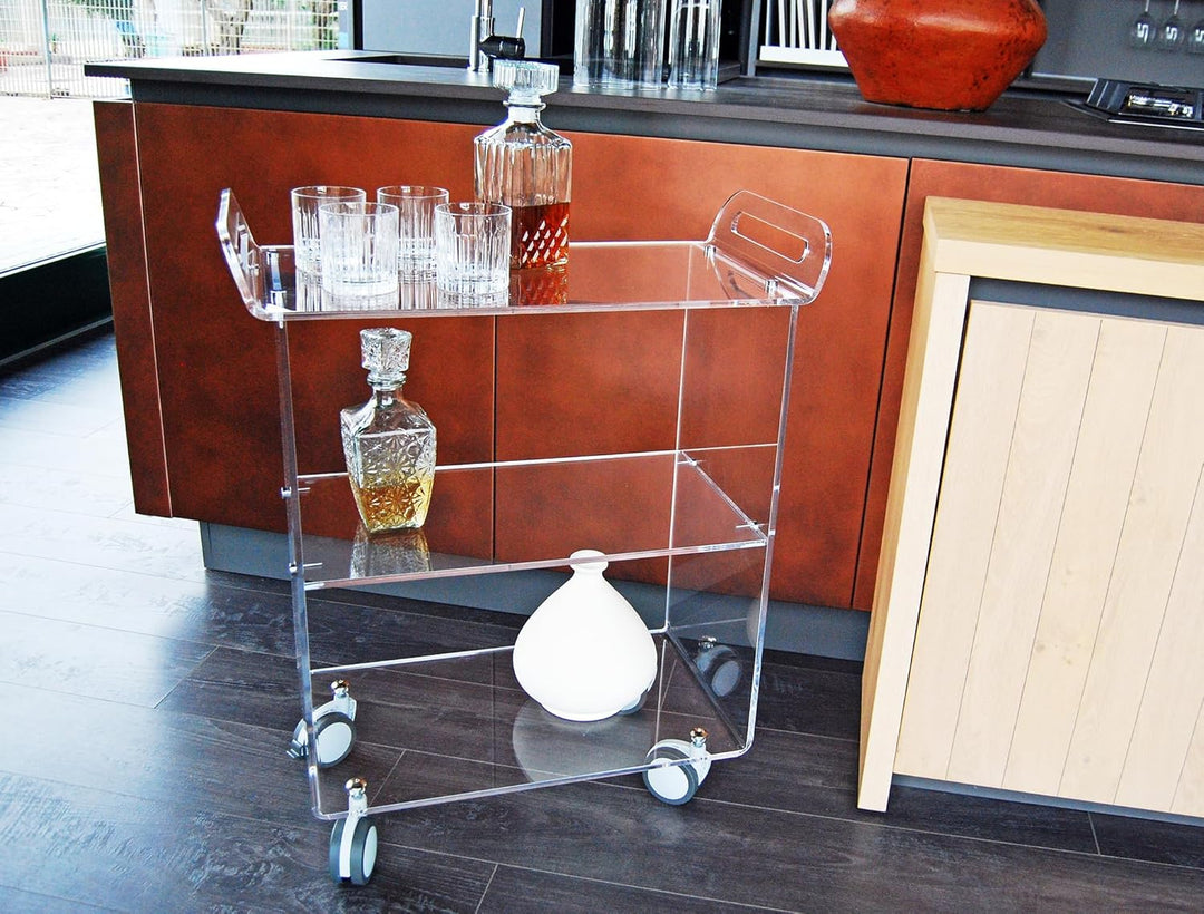 Slato Newman ï Rollwagen für Wohnzimmer, Küche, Servierwagen, Designer-Vitrine mit drei Etagen aus A