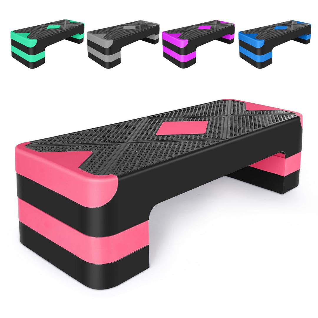 Aerobic Steppbrett Höhenverstellbar Stepper mit 3 Stufen 10/15/20cm, rutschfest Fitness Step-Bench f