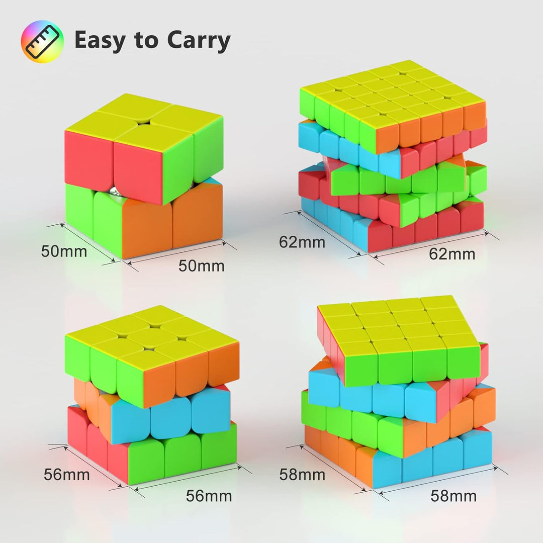 ROXENDA Zauberwürfel Set, Speed Cube Set von 2x2 3x3 4x4 5x5 Speedcube mit Geschenkbox für Kinder, G