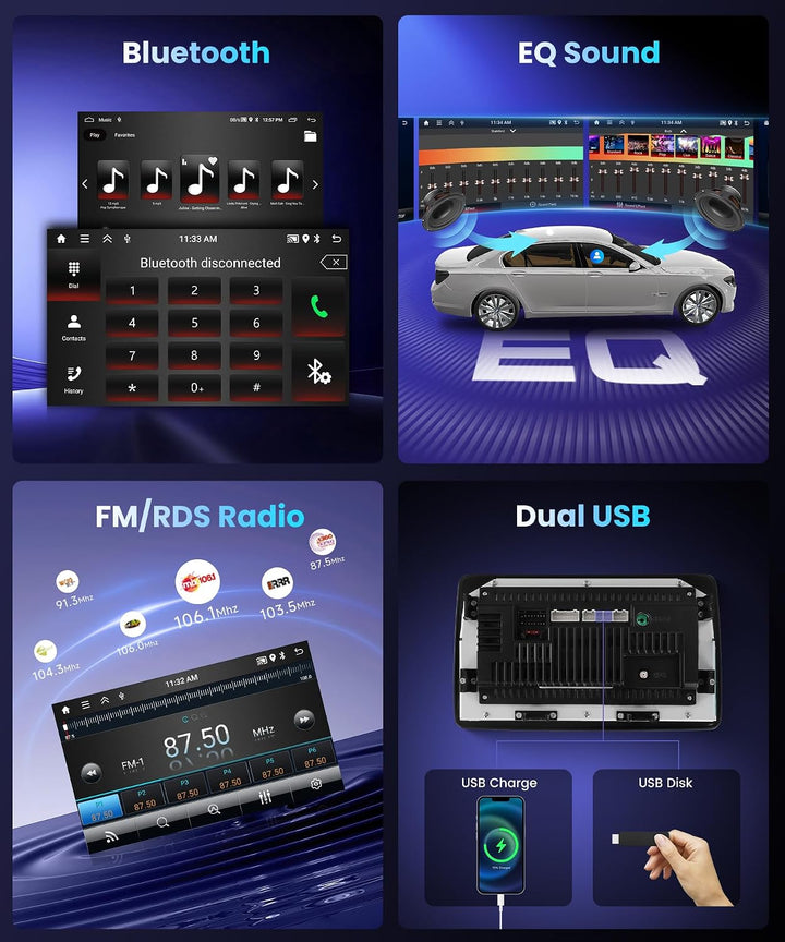 Carplay Autoradio für FIAT Panda 2002-2012 mit GPS, 2GB+64GB Car Stereo mit Wireless Android Auto Wi