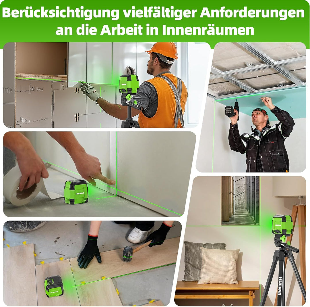 Huepar Kreuzlinienlaser mit 152 cm Stativ, 30 m Laser Wasserwaage Selbstnivellierendend, Linienlaser