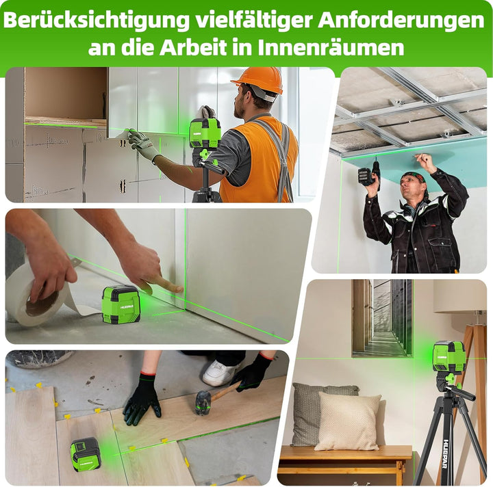 Huepar Kreuzlinienlaser mit 152 cm Stativ, 30 m Laser Wasserwaage Selbstnivellierendend, Linienlaser