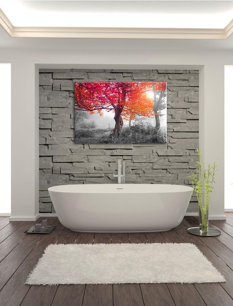 Zauberhafte Waldlandschaft schwarz/weiss Format: 100x70 cm auf Leinwand, XXL riesige Bilder fertig g